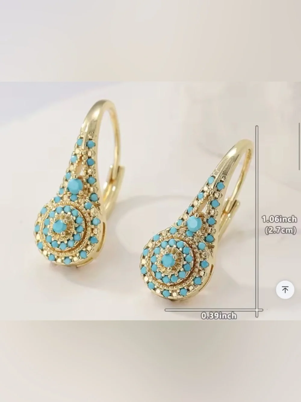 New Turquoise 18k Gold Earrings